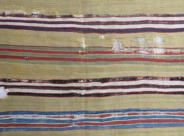 Early and Rare Central Anatolian striped kilim fragment on Yellow ground, ca. 1800, 144X180cm. ART!                  