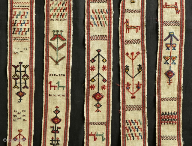 Rare Animal Pack Band (malband), 19th century, 9x650cm. A dowry item that might be attributed to one of the turkic tribes of Persia, finely woven using extra weft wrapping(on a warp faced  ...