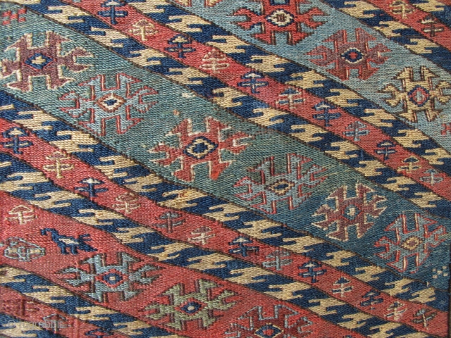 Shahsavan Sumak Bagface,ca. 1870,45x55cm,very unusual design,old  and mellowed colors,fine and tight weave,beautiful patina,good condition.                  