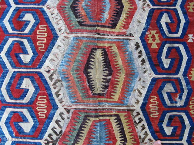 Early Anatolian Kilim, ca. 1800, 170x300cm. Great colors! Powerful and Dynamic!                      