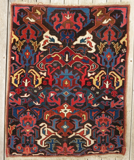 Lovely antique, small and fine Caucasian Bijov Rug in original condition and good dyes!
83X106cm.                   