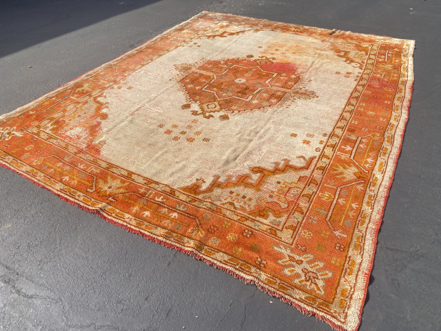 Antique Oushak rug 8.8x11.3 
Some wear                           