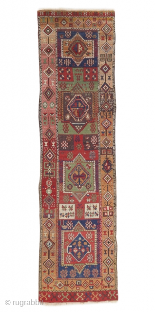 Anatolian Kurd Rug, Mid 19th C., 3'4'' x 12'5'' (102 x 378 cm). Weight: 15 lbs. Material: wool pile, wool warp, wool weft. Estimate: $1000-2000 Starting Bid: $500. Lot 272 at Material  ...