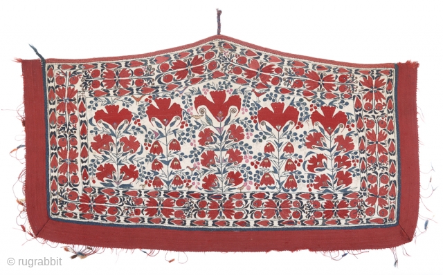 Tekke Embroidered Asmalyk, Turkmenistan, Early 19th C., 4'9'' x 2'3'' (145 x 69 cm). Estimate: $4000-6000 Starting Bid: $2000. Lot 82 at Material Culture's THE RUSSELL S. FLING COLLECTION | FINE RUGS  ...