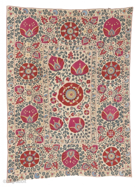 Shahrisyabz Suzani, Uzbekistan, Early 19th C. 6'5'' x 8'9'' (196 x 267 cm). Estimate: $10,000-20,000 Starting Bid: $5000. Lot 93 at Material Culture's THE RUSSELL S. FLING COLLECTION | FINE RUGS AND  ...
