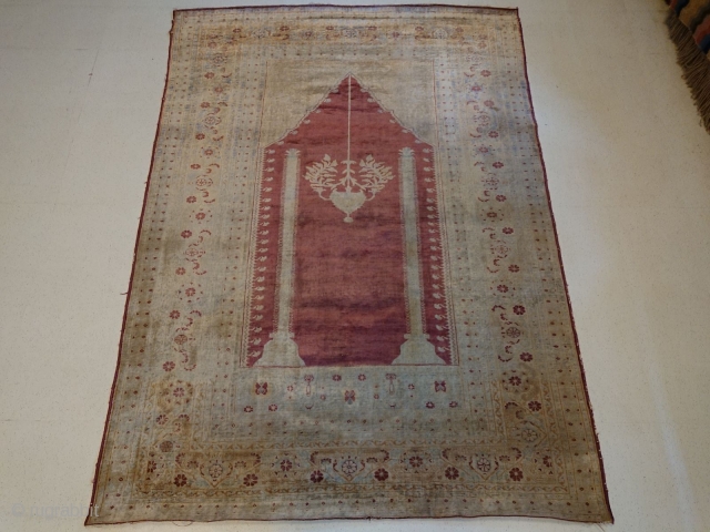 Antique prayer Sivas, SILK,  m. 1.64 x 1.16, general good condition with some low pile areas.                