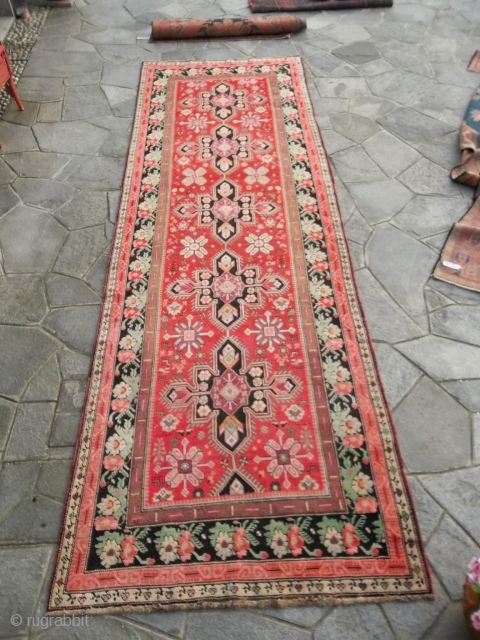 387 x 125 cm  Antique Karabagh Caucasus runner.
In very-very good condition, full pile and not
problems for this carpet. 
More pictures on request. Thanks for your at-
tentio to my carpets' inventory.
All the  ...