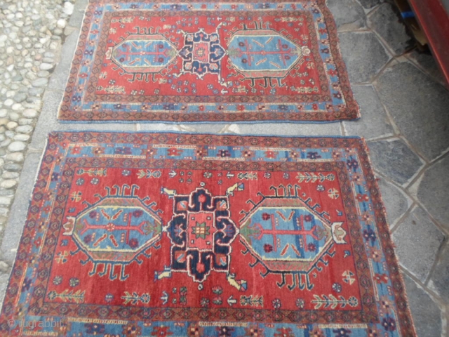 A pair of Ardabil persian Azeri carpets.
In good condition. Full pile only damages
upon the ends. 
These 2 rugs at present, have not been
washed.
130 x 83 +  127 x 82 cm   ...