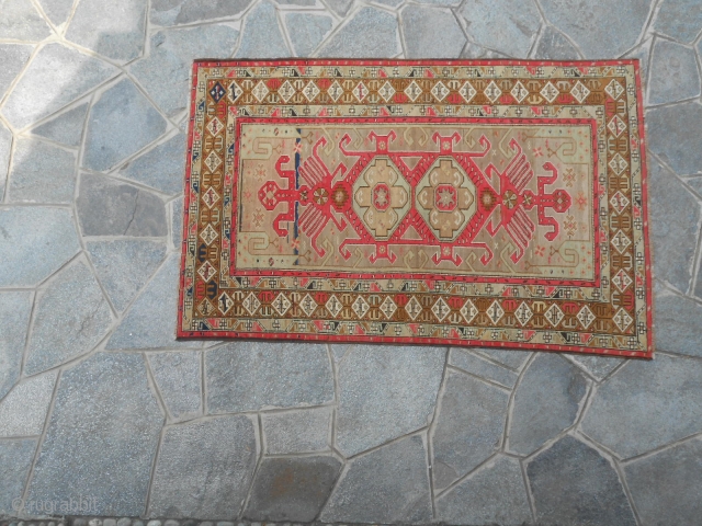 Antique carpet knotted in CAUCASUS _ KARABAGH.
Very good condition.  Knotted around 1920. Size cm. 182 x 120.
Other photos or query on request.
WASHED and read to use!
Thanks and good look.

WARM GREETING FROM  ...