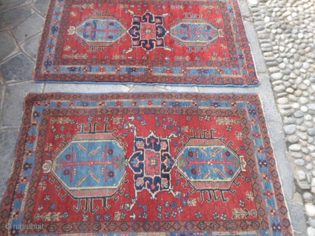 A pair of antique Persian Saraab in full pile. Washed and ready for use.
Very original pieces....a pair is not usually to take on the market.
More info and pictures on request. All the  ...