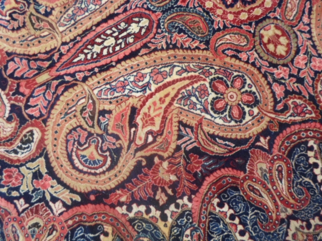 Persian antique SAROUGH in very good condition. 
Brilliant wool and extremely fine knot for this one.
Original design with botteh mater and children upon 
the medaillon of this carpet. 
Size is  m.  ...