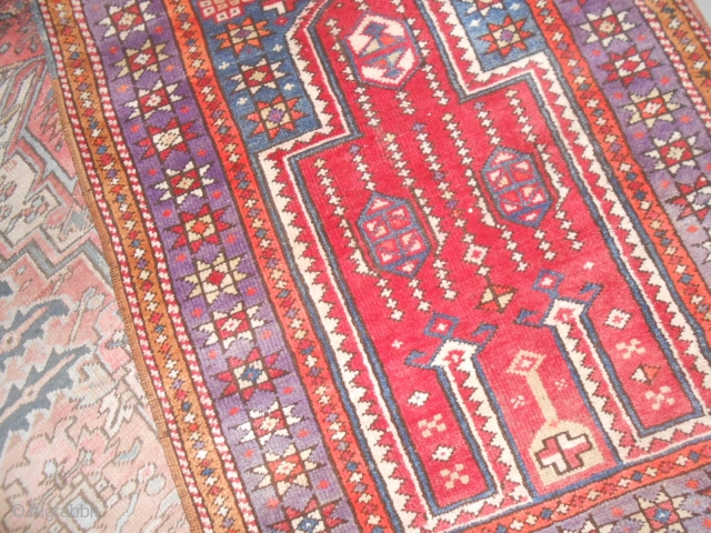 144 x 107  cm. is the exact size of this old ANATOLIAN carpet.
In very ggod condition.  ALL WOOL. Beautiful old piece.

More pictures or info on request. Thanks for your attention  ...