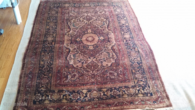 silk heriz rug 19th 195x145cm                            