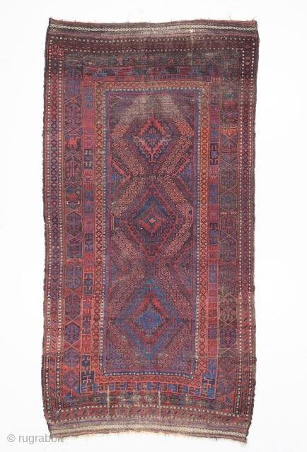 King Baluch, soft wool, top colours,circa 1880, unique design... SIZE 287X150 cm...                     