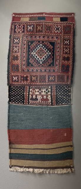 Luri/Baktiari chanteh from late 19th Century. The fineness of weave,attention
to detail, saturation of dyes, all point to this being a dowry item. 
Dimensions: 14"x22". This is an excellent and rare example produced  ...