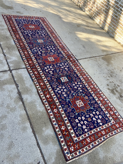 Northwest Persian Azerbaijan Caucasian Long Rug - Karadagh or Shahsavan area weaving  -tight weave , red wefts  -good condition - ask for details....        