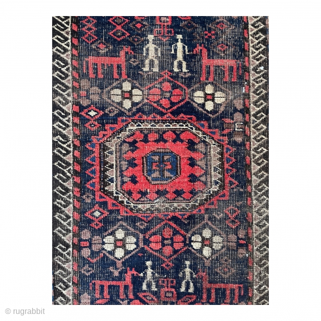 Fragment of a Large rare Baluch Rug - 20" x 84" - 52 x 213 cm. c. 1880               