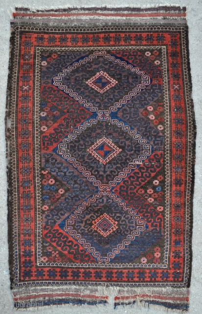 Baluch rug in good age and vintage, symmetrically knotted, no repairs, great colors, enlarge images to see the colors better or let me know and I'll be happy to email them to  ...