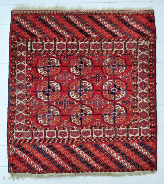 Tekke Turkmen Wedding Rug, great condition, full fluffy pile, lovely natural colors, just some old glue around the perimeter on the back but it seems to be removable. I have not tried  ...