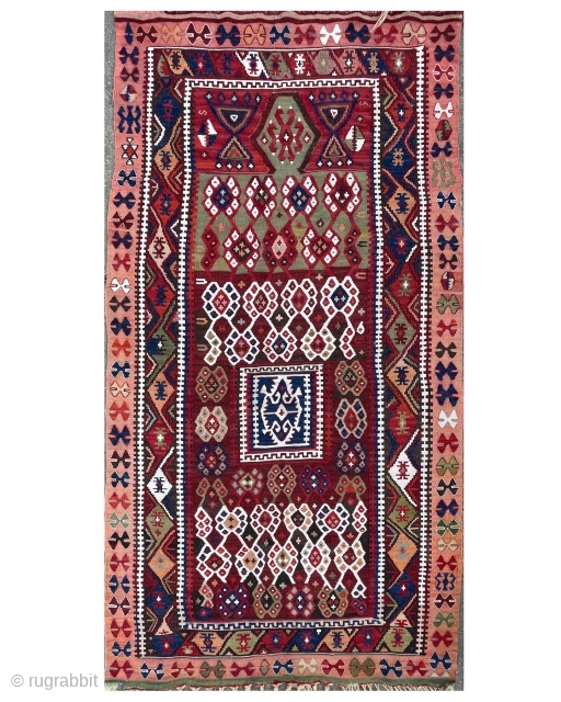 Central Anatolian Kilim Prayer Rug - c. 1900 - 3'6 x 6'5 - 110 x 198 cm                