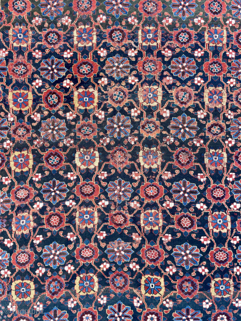 Fine Southwest Persian Tribal Rug with Mina khani design dated 1259 - has some wear and old repairs - about 5'0 x 9'4 ft. email - mete@yorukruggallery.com