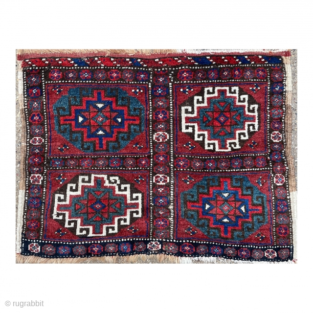 One of a pair Afshar bagface with Memling Guls and beautiful colors - 27" x 20" - 69 x 51 cm            