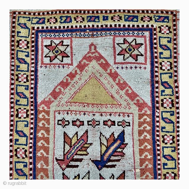 Manastir Prayer Rug in good original condition, rare ivory field and border - 3'9 x 5'2 / 115 x 157 cm. 
link to my website - https://www.yorukruggallery.com/product-category/antique-rugs-kilims-carpets/
Please let me know if you  ...