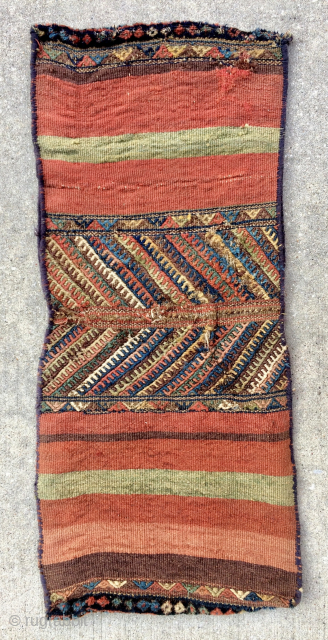 Northwest Persian Kurdish Saddle Bags - glossy wool pile and colorful kilim back - offered on sale for $800 includes US domestic ship. Extra pictures in link here https://www.yorukruggallery.com/shop/antique-rugs-kilims-carpets/antique-persian-rugs-carpets-kilims/northwest-persian-kurdish-saddle-bags-19-x-44-50-x-112-cm/ 
- email yorukrugs@gmail.com 