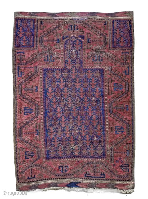 Antique Baluch Prayer Rug offered on sale for $485 with free domestic US shipping -3’3 x 4’9 - 100 x 150 cm  email yorukrugs@gmail.com        