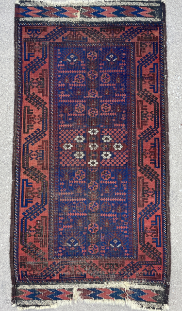 Antique Baluch Rug with rare pattern - offered on sale - email yorukrugs@gmail.com if interested                  
