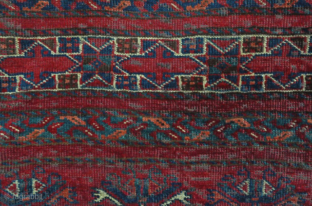 Very old Ersari Tribal large bedding bag/chuval quite possibly from early 1800. The close up images represent the color more accurately than the picture showing the whole thing. 66” x 38” -  ...