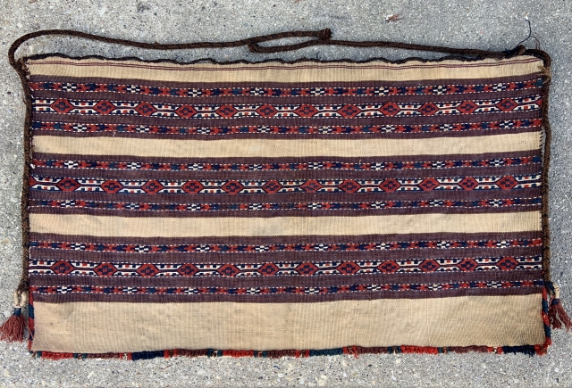 Turkmen Yomud Torba complete with back, straps & tassels.  30” x 17” / 77 x 44 cm.               