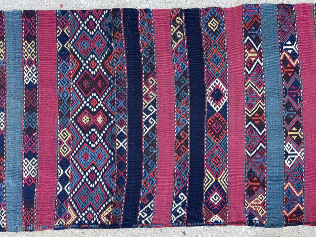 Southeast Anatolian Kilim Panel with nicely saturated colors and in great preservation - reasonably priced - email yorukrugs@gmail.com for details and extra pictures          