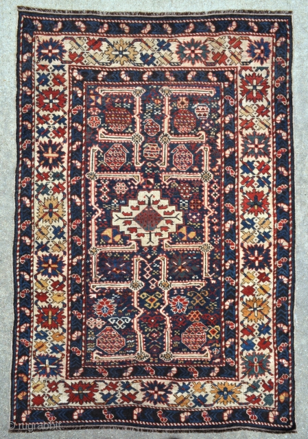 Funky Antique Afshan Kuba rug - 3'6 x 5'1 - 106 x 155 cm. Has old repairs, offered as found.             