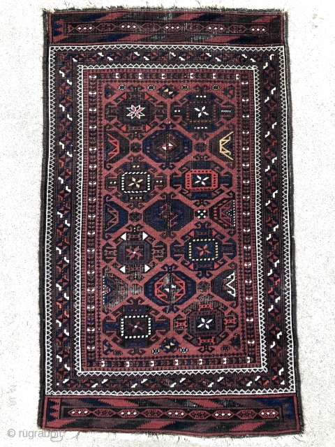 Baluch rug with Gurbaghe Guls, symmetrically knotted and with pile skirts - 2'10 x 4'8 - 84 x 142 cm. - Exhibiting at the upcoming ICOC Dealers Fair in Washington DC -  ...