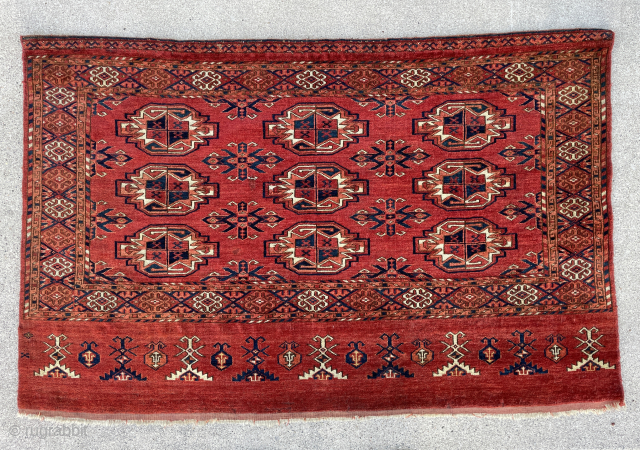 Fine Turkmen Ersari Kizilayak Chuval in excelent condition - extra pictures and price see link - https://www.yorukruggallery.com/shop/antique-rugs-kilims-carpets/antique-turkmen-rugs-chuvals-torbas-bags/turkmen-kizilayak-ersari-chuval-51-x-33-130-x-83-cm/                