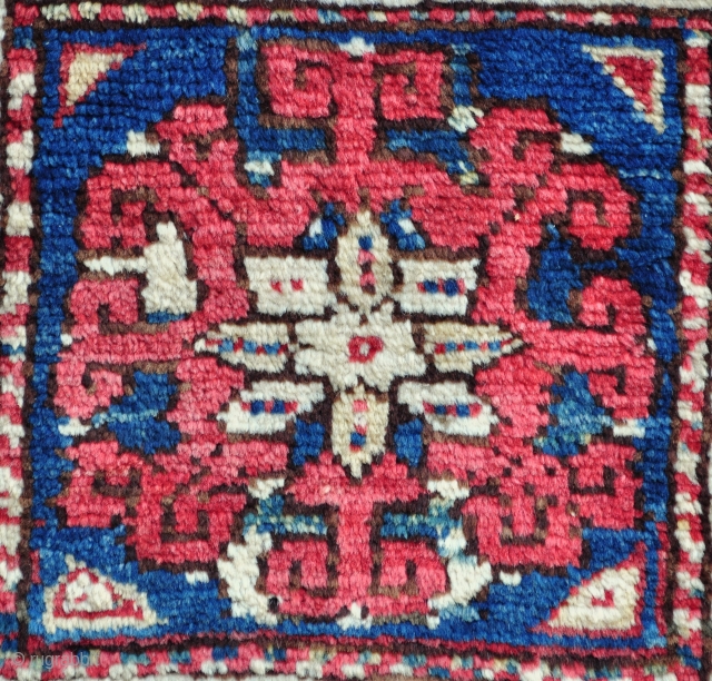 Bergama Heybe bag faces jointed to make a Yastik size rug. 19" x 33" - 48 x 84 cm.              