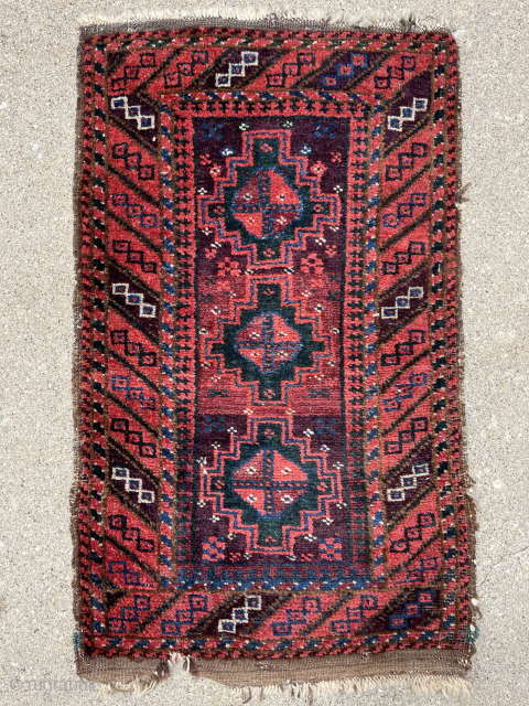 Baluch Balisht with great colors and fluffy wool - zoom in image or ask for extra pics - email - mete@yorukruggallery.com            