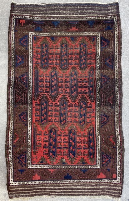 Beautiful Baluch Rug with great colors, 3D like field drawing, glowing wool and in good condition! Contact for details              