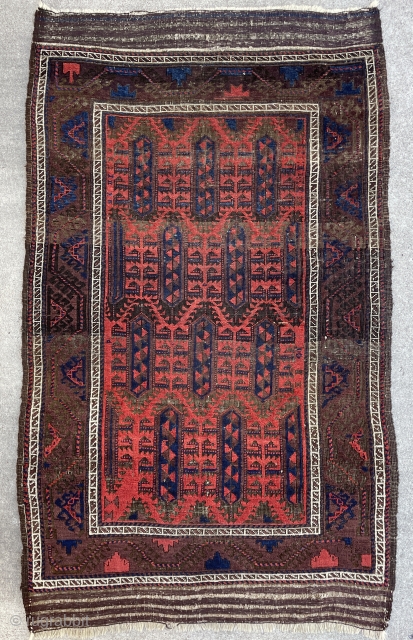 Beautiful Baluch Rug with great colors, 3D like field drawing, glowing wool and in good condition! Contact for details              