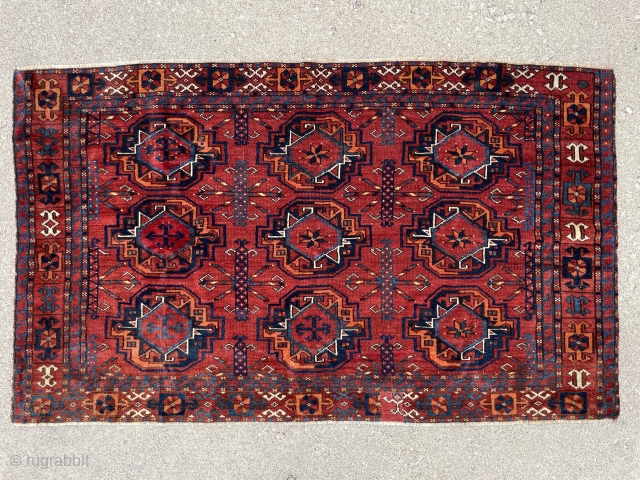 Beautiful Turkmen Ersari Chuval with Great colors, ask for close up pictures, and Huge Guls - mete@yorukruggallery.com                