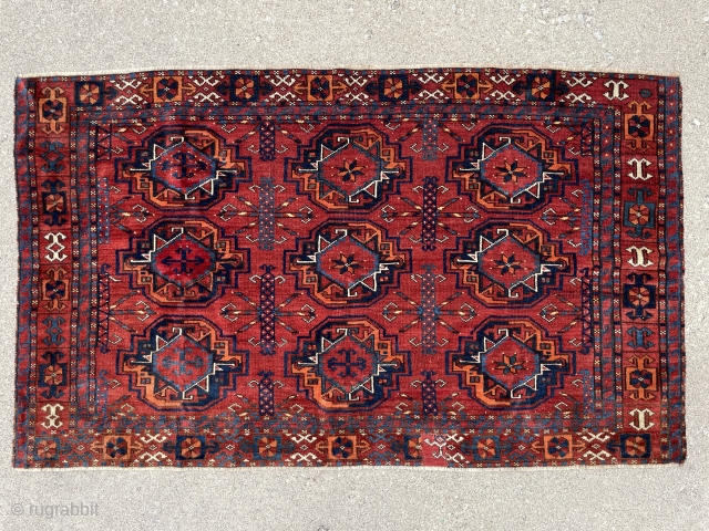 Beautiful Turkmen Ersari Chuval with Great colors, ask for close up pictures, and Huge Guls - mete@yorukruggallery.com                