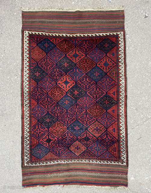 A Beautiful Baluch rug in very good condition with great drawing and wool - email mete@yorukruggallery.com for inquiries               