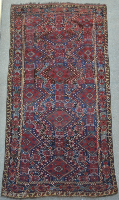 Ersari Beshir Main Carpet - about 5'3 x 9'9 - 160 x 298 cm. - scattered old repairs, some wear, low even pile, floor usable, reasonable, great colors and design.   