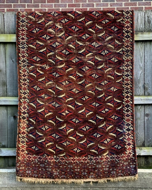 Chodor or Yomud Turkmen Small Main Carpet - asymmetric open right - 4'8 x 8'0 / 146 x 244 cm             