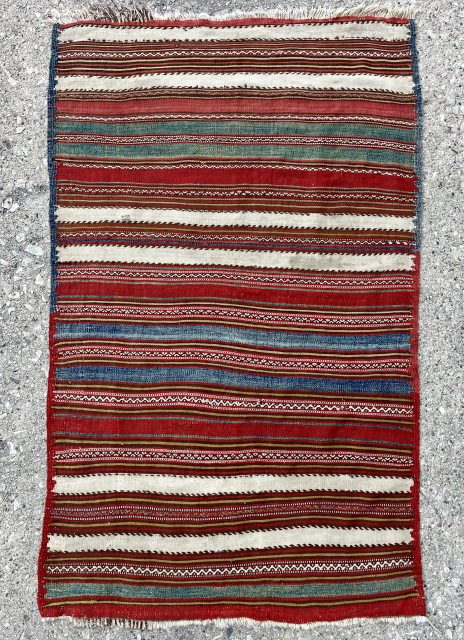 Rare Small Antique Bergama Kilim, Western Anatolia. Formerly in the famous Poppmeier Collection sold at Rippon Boswel Germany back in 2018. Good overall condition with slight signs of age and wear. 19th ...