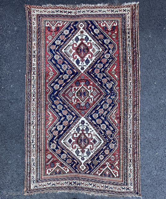 Qashqai Kashkuli Rug - Small format - about 4'4 x 7'0 - 135 x 215 cm - extra pictures and details email yorukrugs@gmail.com          