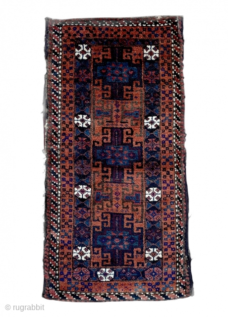 Beautiful Baluch Balisht with powerful design and lovely saturated colors complete with original kilim back - see close up images for more accurate colors or better yet ask me to email them  ...