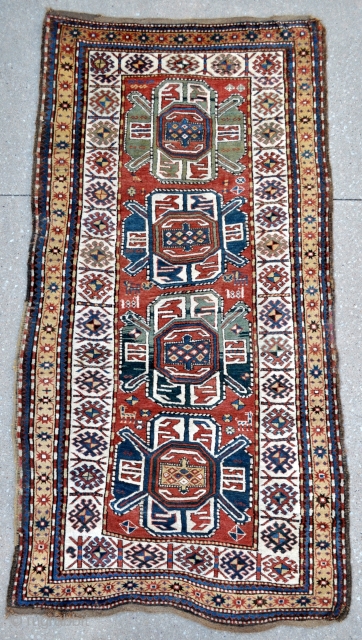 Funky Tribal South Caucasian Karabagh rug, thick meaty pile and great natural colors, just washed and sparkling! dated 1882? few old small repairs, original macrame ends and selvages, please let me know  ...