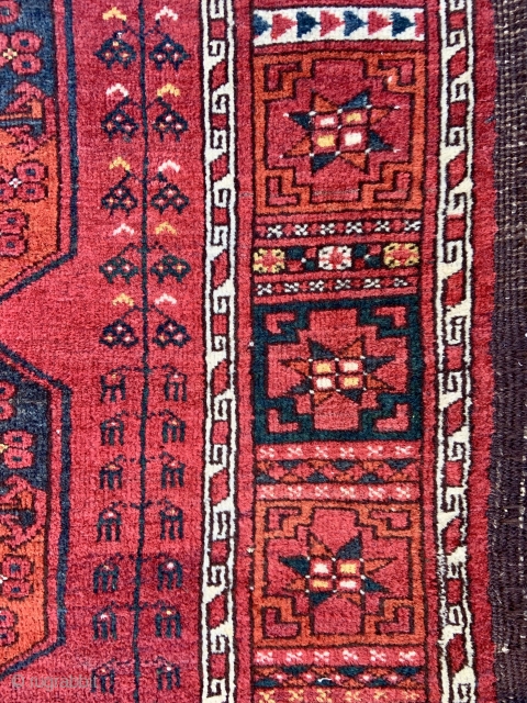 Ersari Turkmen Main Carpet in excellent condition, beautiful deep greens, and yellows - 7'5 x 10'8 / 225 x 325 cm.            